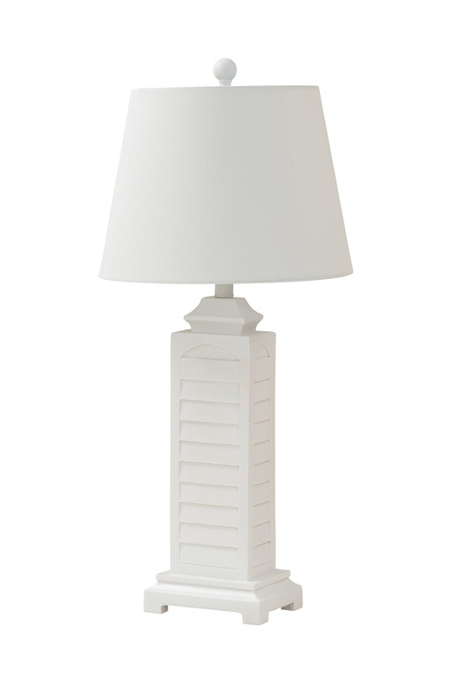 Homeroots Set Of 2 White Coastal Shutter Pedestal Table Lamps 397267