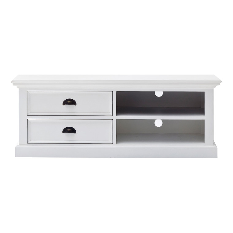 Homeroots 47" Classic White Entertainment Unit With Two Drawers 397771