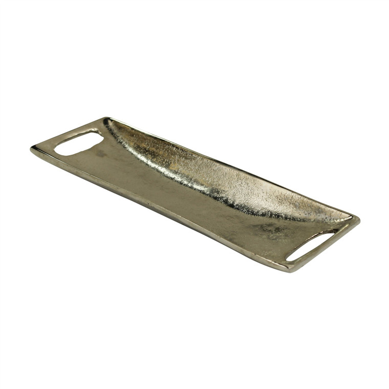 Homeroots Petite Burnished Silver Metal Boat Shaped Tray 397866