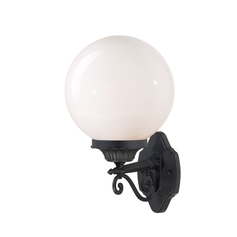 Homeroots Havana 1-Light Matte Black Wall Light With White Acrylic Globe 399229