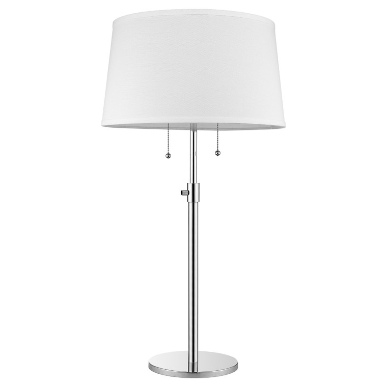 Homeroots Urban Basic 2-Light Polished Chrome Adjustable Table Lamp With Off White Linen Shantung Shade 399234
