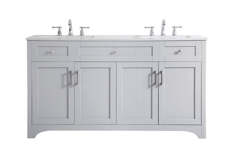 Elegant 60 Inch Double Bathroom Vanity In Grey VF17060DGR