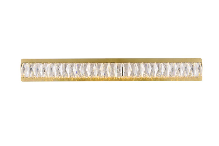 Elegant Monroe Integrated Led Chip Light Gold Wall Sconce Clear Royal Cut Crystal 3502W35G
