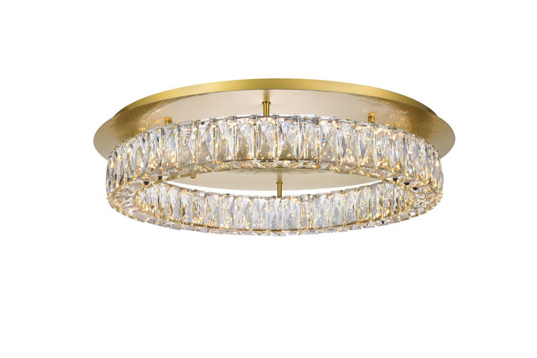 Elegant Monroe Led Light Gold Flush Mount Clear Royal Cut Crystal 3503F26G