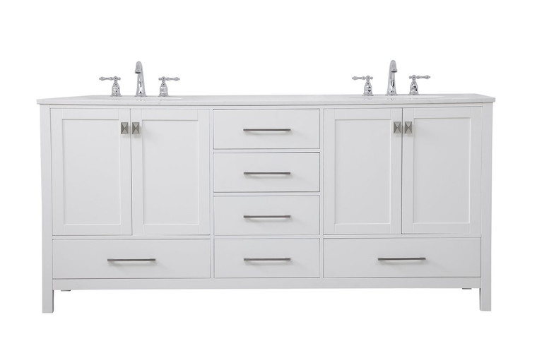 Elegant 72 Inch Double Bathroom Vanity In White VF18872DWH