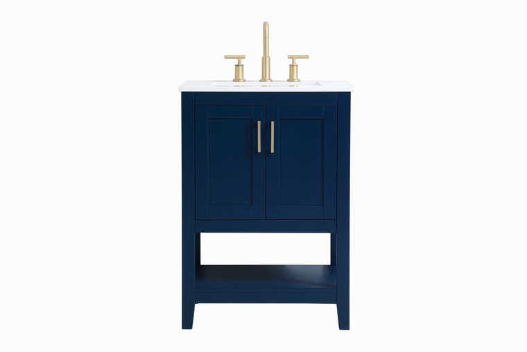 Elegant 24 Inch Single Bathroom Vanity In Blue VF16024BL