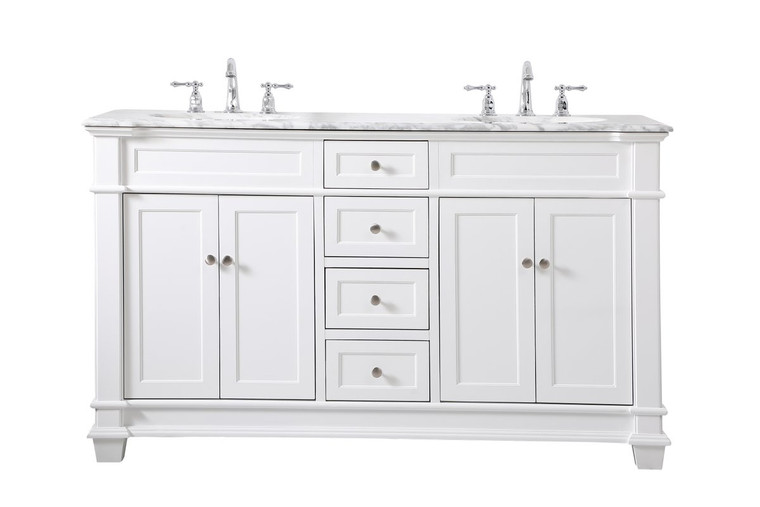 Elegant 60 Inch Double Bathroom Vanity Set In White VF50060DWH