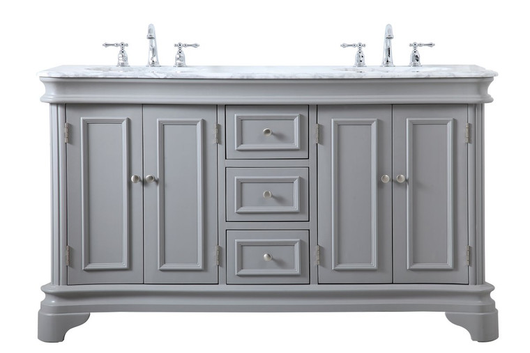 Elegant 60 Inch Double Bathroom Vanity Set In Grey VF52060DGR