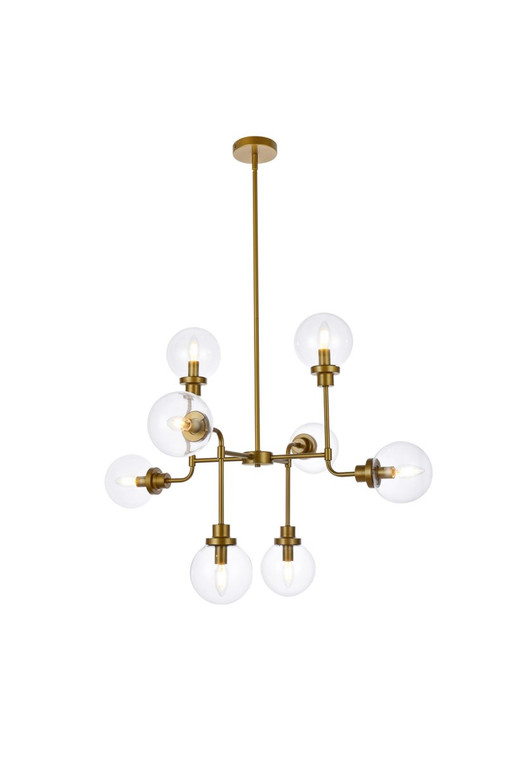 Elegant Hanson 8 Lights Pendant In Brass With Clear Shade LD7039D36BR