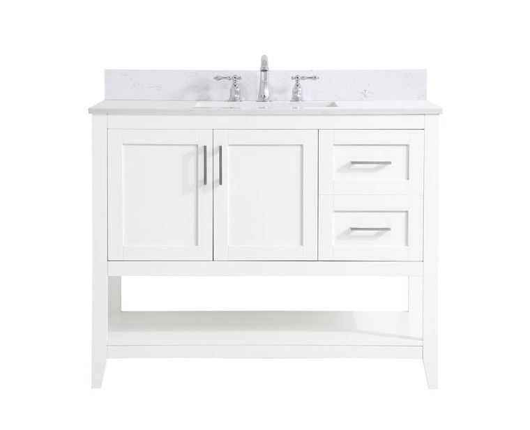 Elegant 42 Inch Single Bathroom Vanity In White With Backsplash VF16042WH-BS