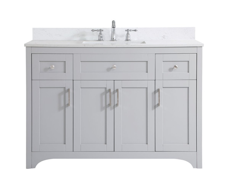 Elegant 48 Inch Single Bathroom Vanity In Grey With Backsplash VF17048GR-BS