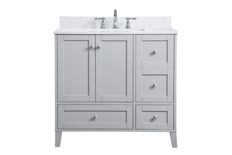 Elegant 36 Inch Single Bathroom Vanity In Grey With Backsplash VF18036GR-BS