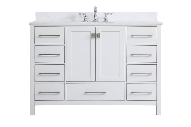 Elegant 48 Inch Single Bathroom Vanity In White With Backsplash VF18848WH-BS