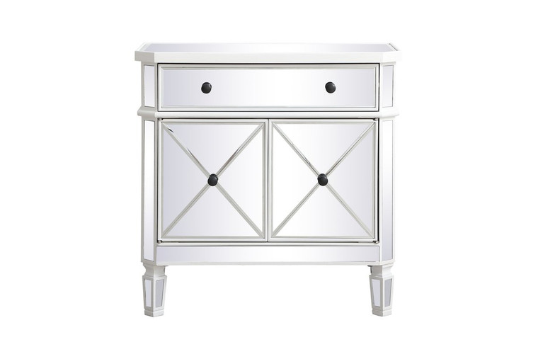 Elegant 32 Inch Mirrored Cabinet In Antique White MF6-1002AW