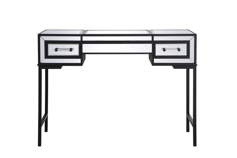 Elegant 42 Inch Mirrored Flip Top Vanity Table In Black MF73020BK