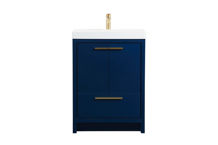Elegant 24 Inch Single Bathroom Vanity In Blue VF46024MBL