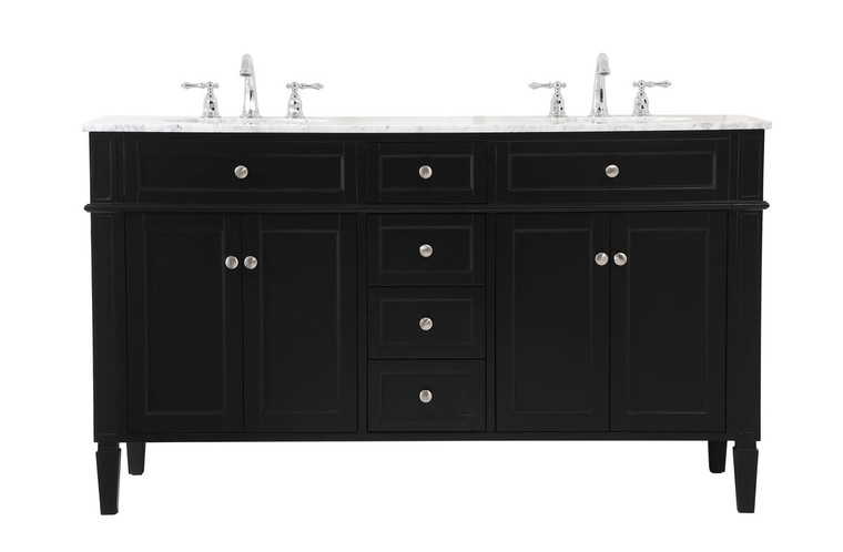 Elegant 60 Inch Double Bathroom Vanity In Black VF12560DBK