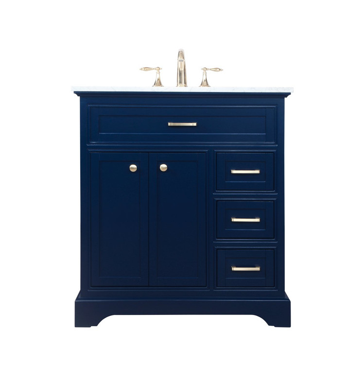 Elegant 32 Inch Single Bathroom Vanity In Blue VF15032BL