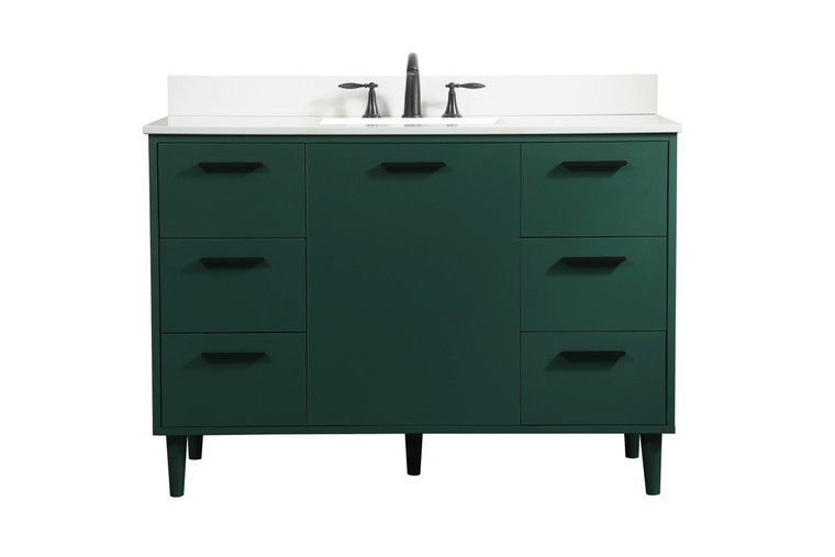 Elegant 48 Inch Bathroom Vanity In Green With Backsplash VF47048MGN-BS
