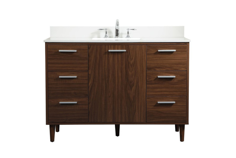 Elegant 48 Inch Bathroom Vanity In Walnut With Backsplash VF47048MWT-BS