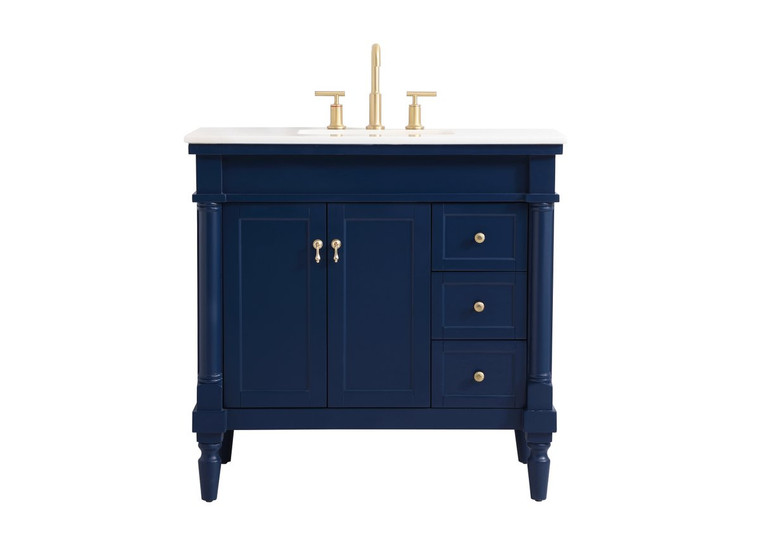 Elegant 36 Inch Single Bathroom Vanity In Blue VF13036BL
