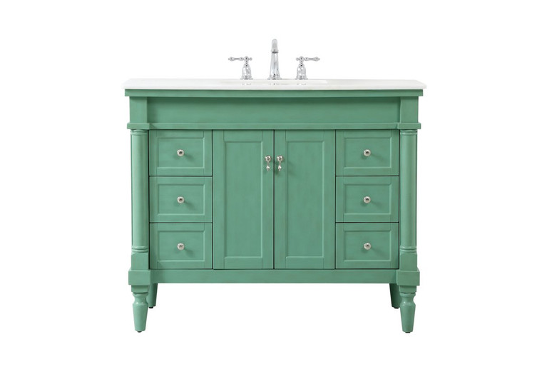 Elegant 42 Inch Single Bathroom Vanity In Vintage Mint VF13042VM