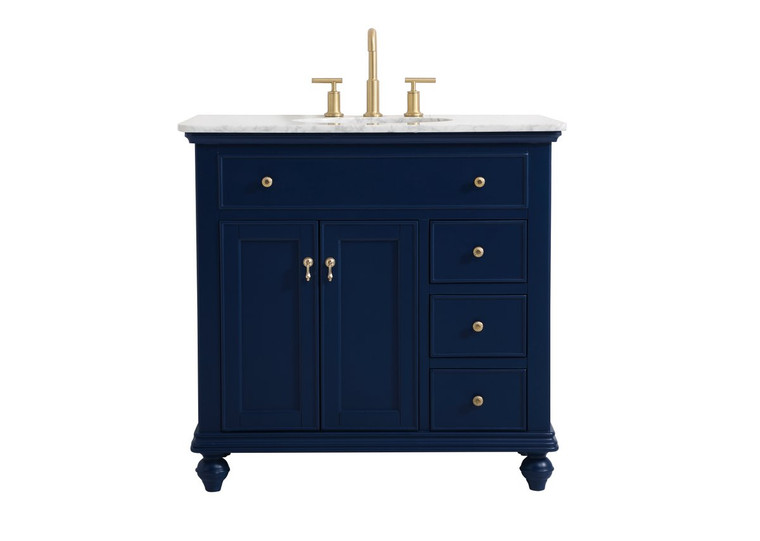Elegant 36 Inch Single Bathroom Vanity In Blue VF12336BL