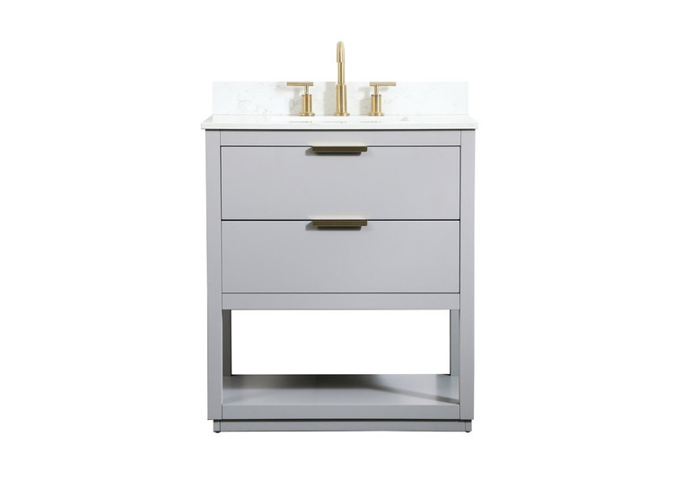 Elegant 30 Inch Single Bathroom Vanity In Grey With Backsplash VF19230GR-BS