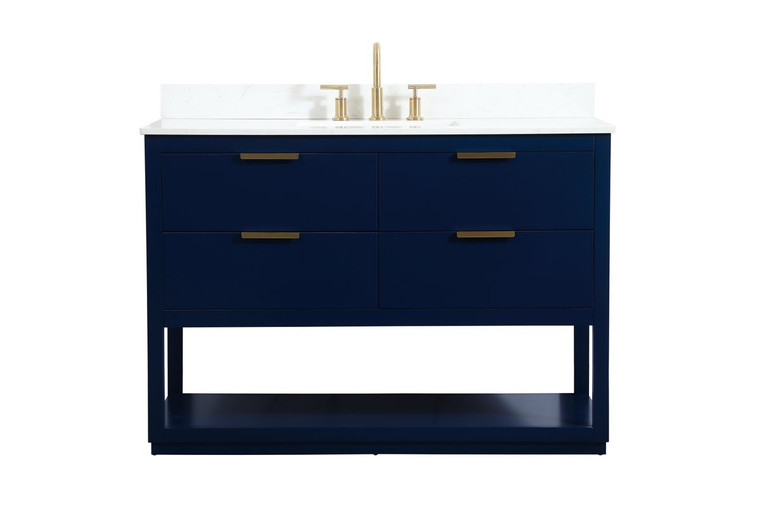 Elegant 48 Inch Single Bathroom Vanity In Blue With Backsplash VF19248BL-BS