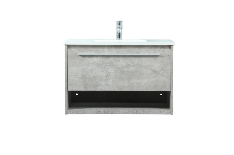 Elegant 30 Inch Single Bathroom Vanity In Concrete Grey VF43530MCG