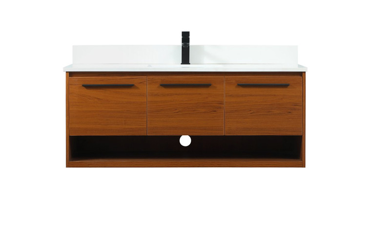 Elegant 48 Inch Single Bathroom Vanity In Teak With Backsplash VF43548MTK-BS