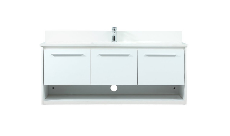 Elegant 48 Inch Single Bathroom Vanity In White With Backsplash VF43548MWH-BS