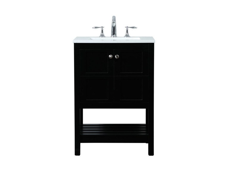 Elegant 24 Inch Single Bathroom Vanity In Black VF16424BK