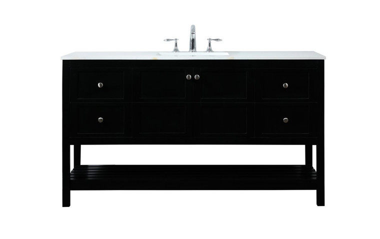 Elegant 60 Inch Single Bathroom Vanity In Black VF16460BK