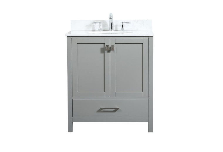 Elegant 30 Inch Single Bathroom Vanity In Grey With Backsplash VF18830GR-BS