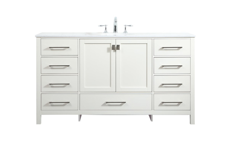 Elegant 60 Inch Single Bathroom Vanity In White VF18860WH