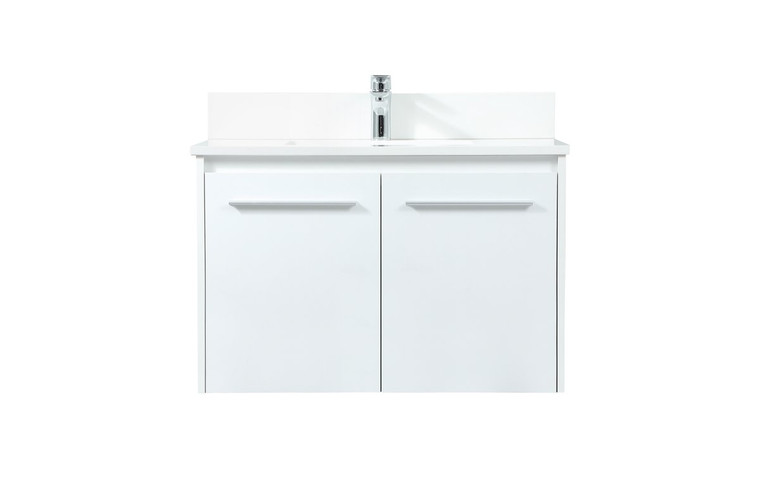 Elegant 30 Inch Single Bathroom Vanity In White With Backsplash VF44530MWH-BS