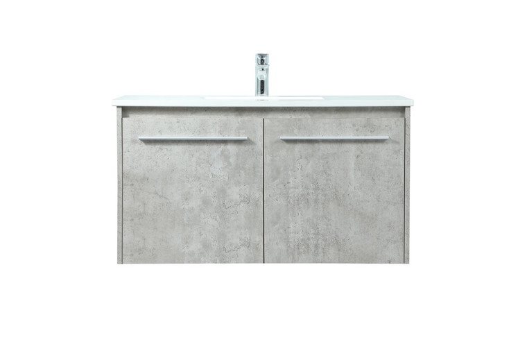 Elegant 36 Inch Single Bathroom Vanity In Concrete Grey VF44536MCG