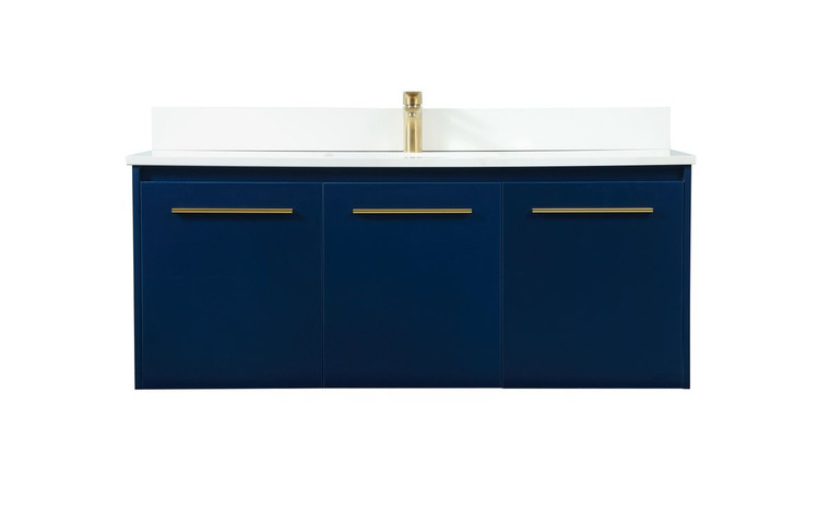 Elegant 48 Inch Single Bathroom Vanity In Blue With Backsplash VF44548MBL-BS