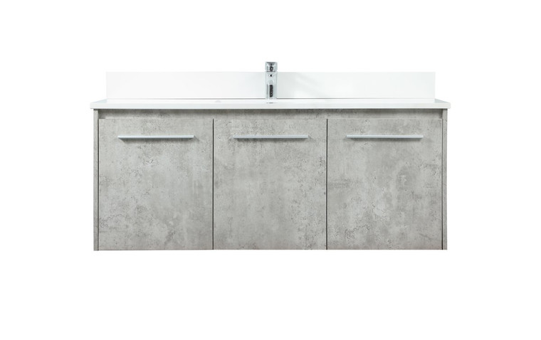 Elegant 48 Inch Single Bathroom Vanity In Concrete Grey With Backsplash VF44548MCG-BS