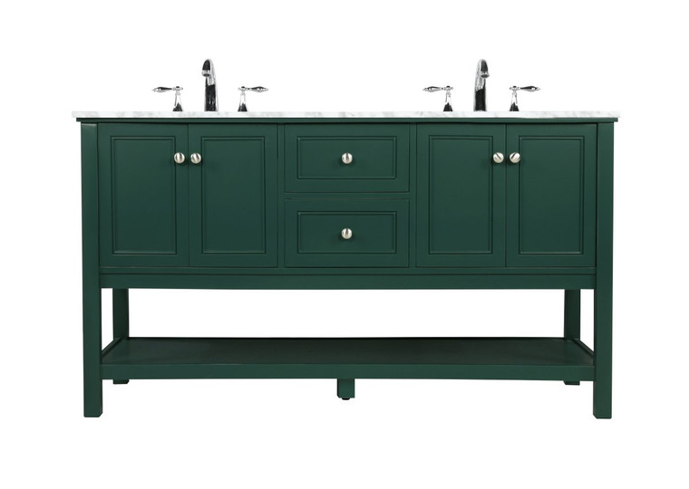 Elegant 60 Inch Double Bathroom Vanity In Green VF27060DGN