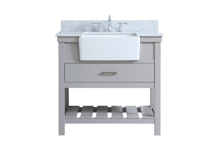 Elegant 36 Inch Single Bathroom Vanity In Grey With Backsplash VF60136GR-BS