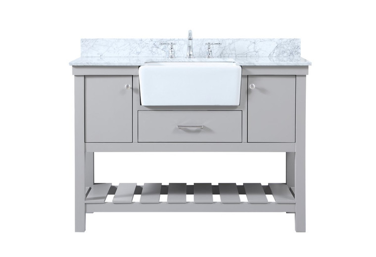 Elegant 48 Inch Single Bathroom Vanity In Grey With Backsplash VF60148GR-BS