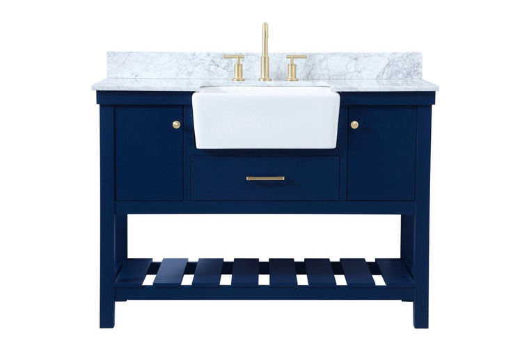 Elegant 48 Inch Single Bathroom Vanity In Blue With Backsplash VF60148BL-BS