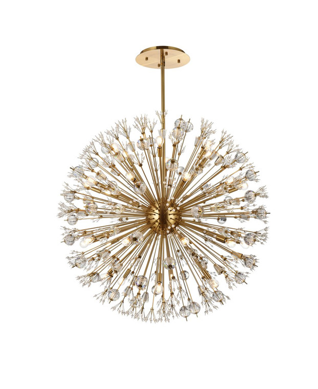 Elegant Vera 44 Inch Crystal Starburst Round Pendant In Gold 2500D44SG