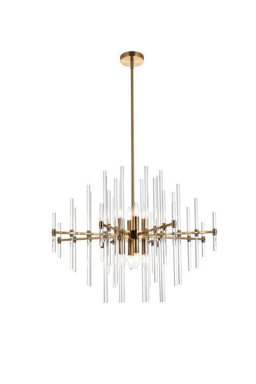 Elegant Sienna 27 Inch Crystal Rod Pendant In Gold 2502D27SG