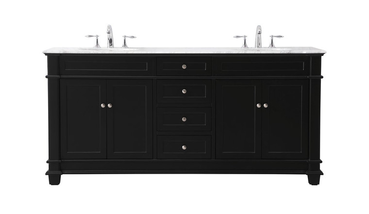 Elegant 72 Inch Double Bathroom Vanity Set In Black VF50072DBK