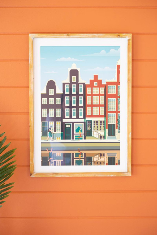 Amsterdam City Scape Print Under Glass CHH1437 By Kalalou