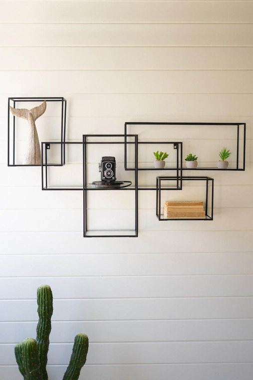 Metal And Glass Cube Shelf CLL2694 By Kalalou