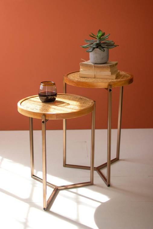 Set Of Two Nesting Round Top Tables CMN1515 By Kalalou